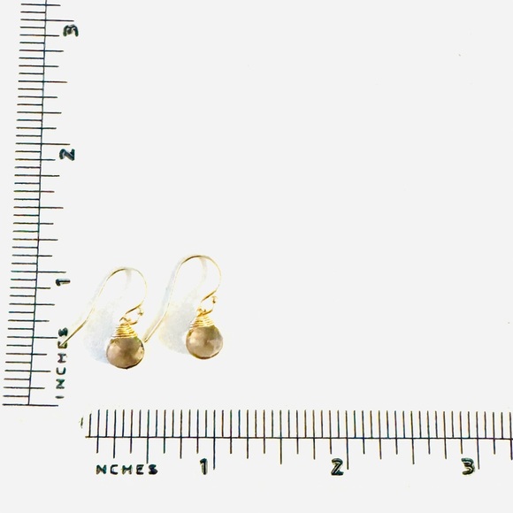 Smoky Quartz Gem Drop Earrings Lotus Jewelry - Picture 2 of 2